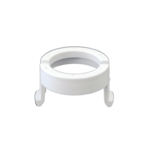 The Acura Ring, compatible with Socorex 25µL–1000µL micropipettes, is a white plastic circular support with two small legs and an open center, displayed on a plain background.