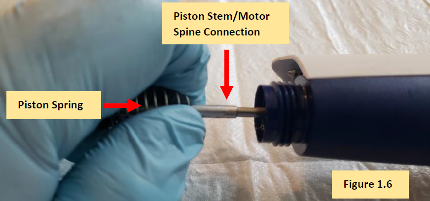 Piston stem/motor spine connection
