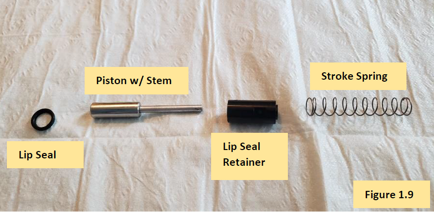 Disassembled E4 XLS piston assembly