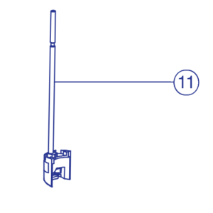 A technical line drawing of a vertical mechanical component, labeled with the number 11, resembling an Acura Ejector Rod (Socorex).