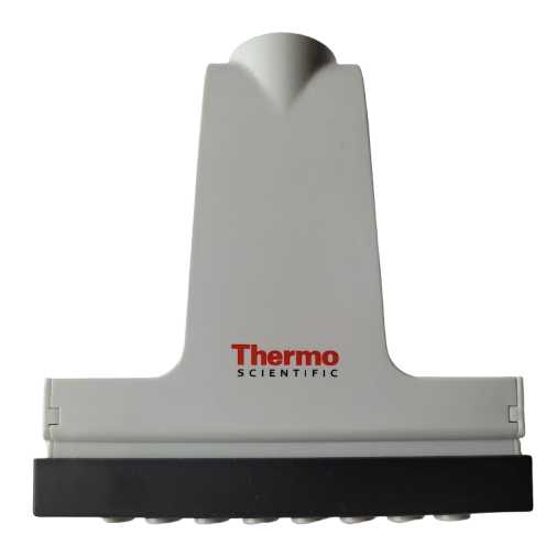 TS 2213780N A grey Thermo Scientific Finnpipette F1 ClipTip Upgrade Tip Ejector Assembly, 8 Channel, for all volumes except 10μL micro, is shown from the front against a plain background.