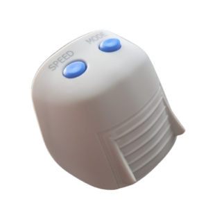 Close-up of the Labnet FastPette Pro with blue SPEED and MODE buttons, vent-like grooves, and a P2004 Li-ion Battery Cover.