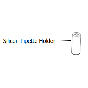 NI_00-PM-N013 Simple line drawing of the Pipette Mate NEO Pipette Controller Silicone Pipette Holder (Nichiryo), with a label and arrow pointing to the cylindrical holder.