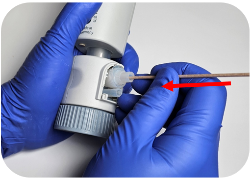 q-tip in Dispensette S discharge valve