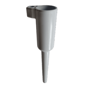 The Nichiryo / Oxford Tip Ejector Pipe, 2μL & 10μL (Nichiryo) is a white plastic cone-shaped device with a cylindrical top, pointed bottom, and a small compartment near the top.
