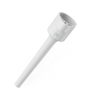 A medium gray or yellow Eppendorf Research 3 neo Ejector Sleeve, Single Channel, 10μL, with a cylindrical shape and hollow top.