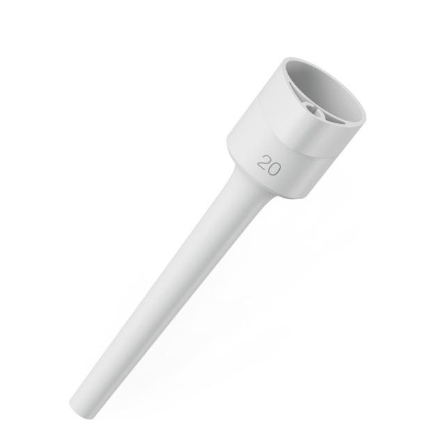 EP 3102630002 A medium gray or yellow Eppendorf Research 3 neo Ejector Sleeve, Single Channel, 10μL, with a cylindrical shape and hollow top.
