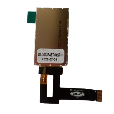 A rectangular metallic component labeled DLCO137AEP04SF-1 2022-07-04, featuring a black ribbon cable, designed for use in the Sartorius Picus 2 LCD TFT Display assembly.