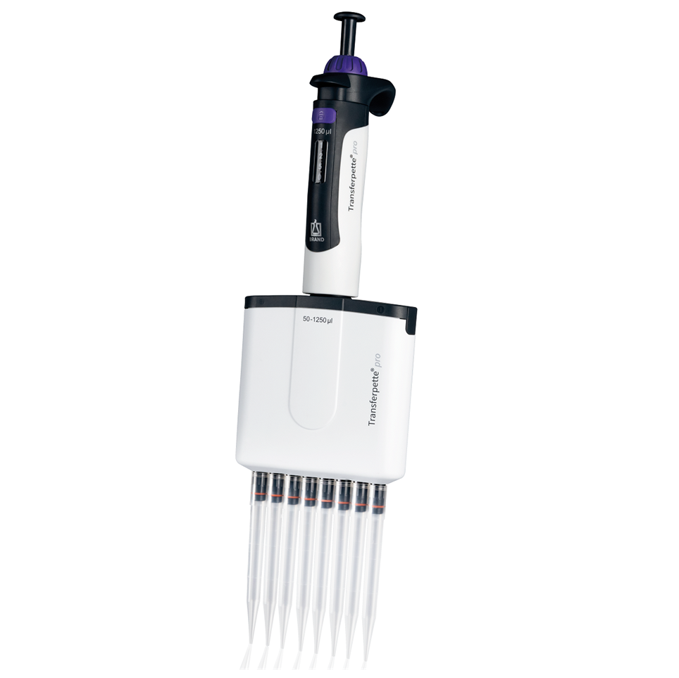 Transferpette pro Pipette, Multichannel, 8 Channel, 50-1250μL (BrandTech)
