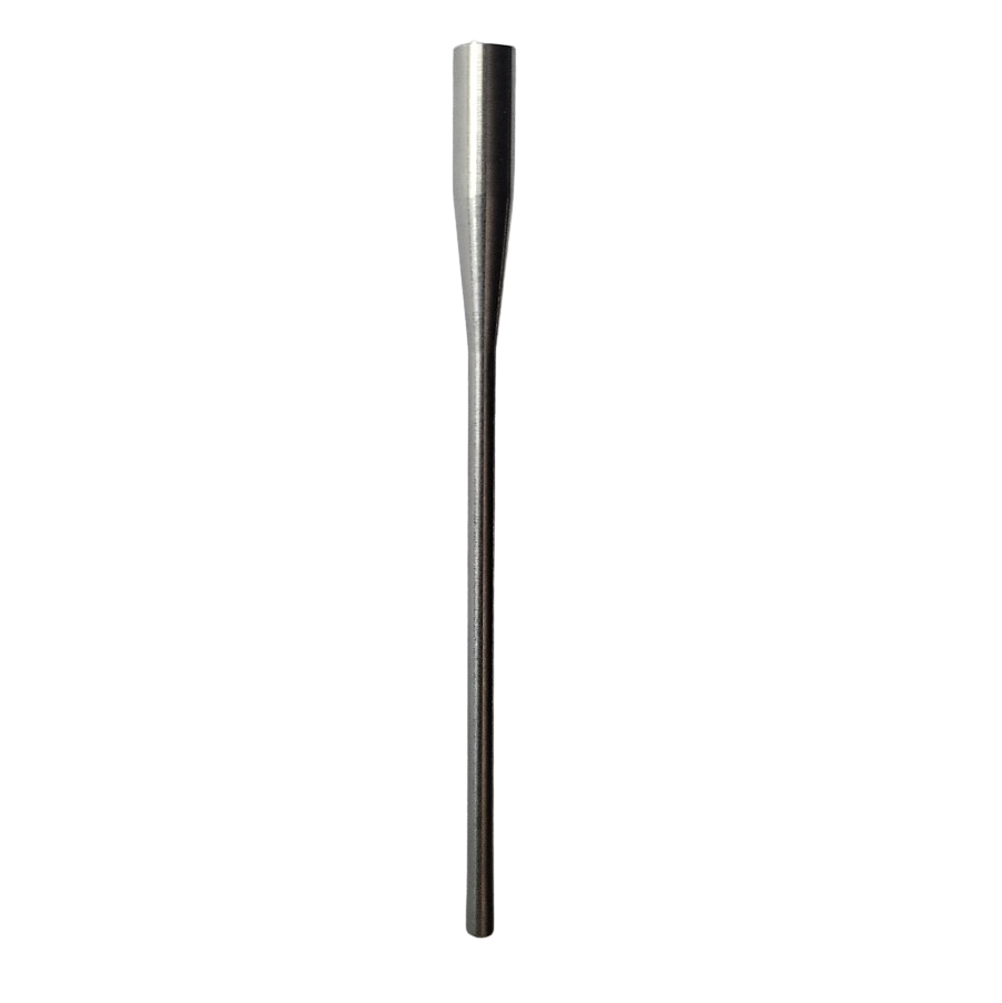 A metal rod with a narrow shaft and wider cylindrical top, the Research 3 neo Winding Mandrel O-ring Ejector Single Channel All Volumes (Eppendorf)