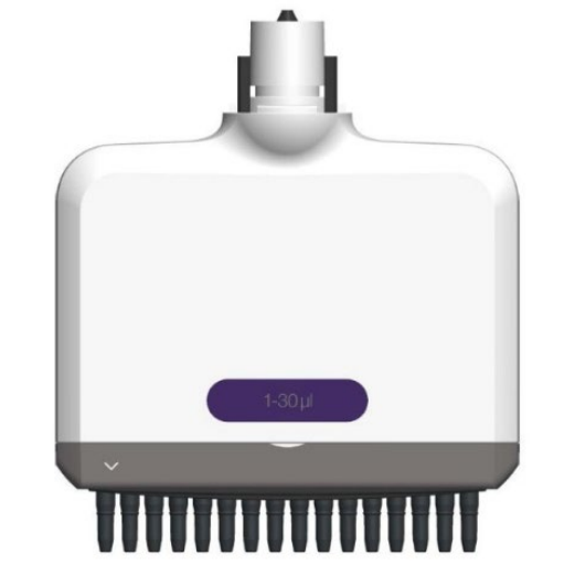 Lower module of a Thermo Scientific FluidEase Pro ClipTip pipette, 16 channel, 1-30 µl
